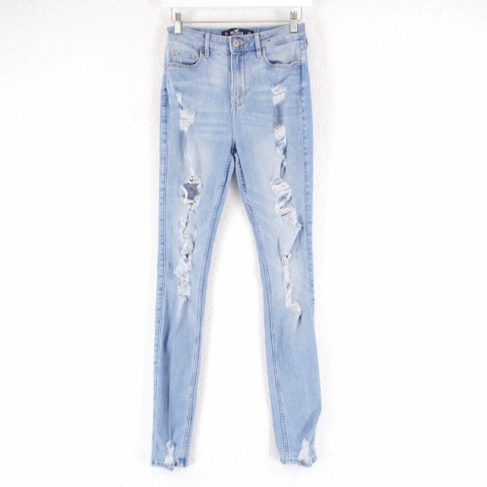 Hollister Curvy High Rise Super Skinny Classic Blue Denim Jeans 3L 25/31